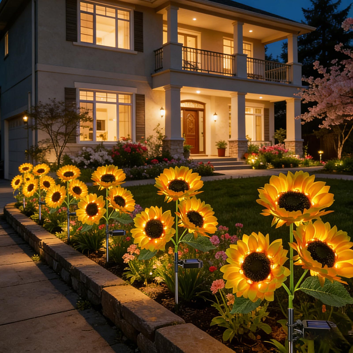 OEMUXU solar sunflower light with ground stake for easy outdoor installation