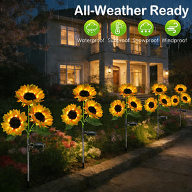 OEMUXU solar sunflower lights line a walkway for a welcoming path glow
