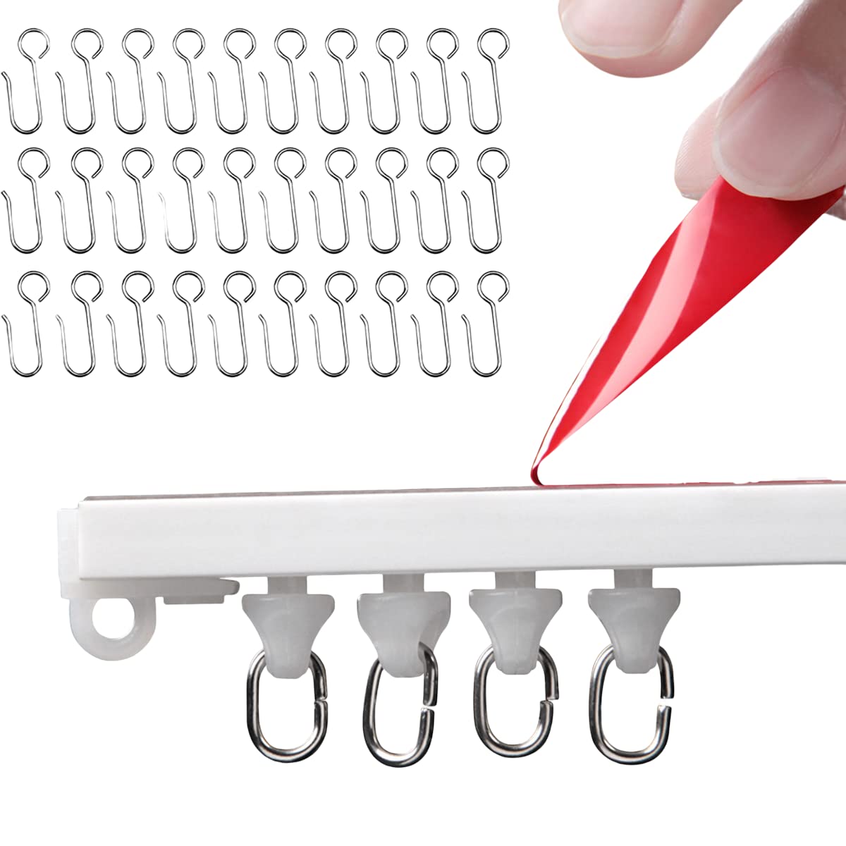 OEOEKHDJ curtain track adhesive tape setup enabling damage-free installation on smooth surfaces