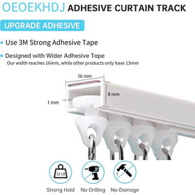 OEOEKHDJ curtain track length-connector demonstrating seamless 4ft to 16ft expansion