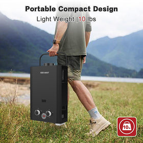 OEVANT water heater with LED display for precise outdoor heating.