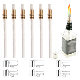 OEXEO wine bottle torch wicks provide lasting outdoor lighting for patios and gardens.