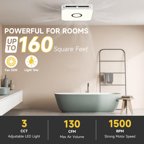 OFANKU 130CFM exhaust-fan-light highlights strong ventilation for mid-sized bathrooms