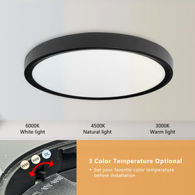 OFFIY flush mount light side illumination shows a soft, diffuse glow in living spaces.