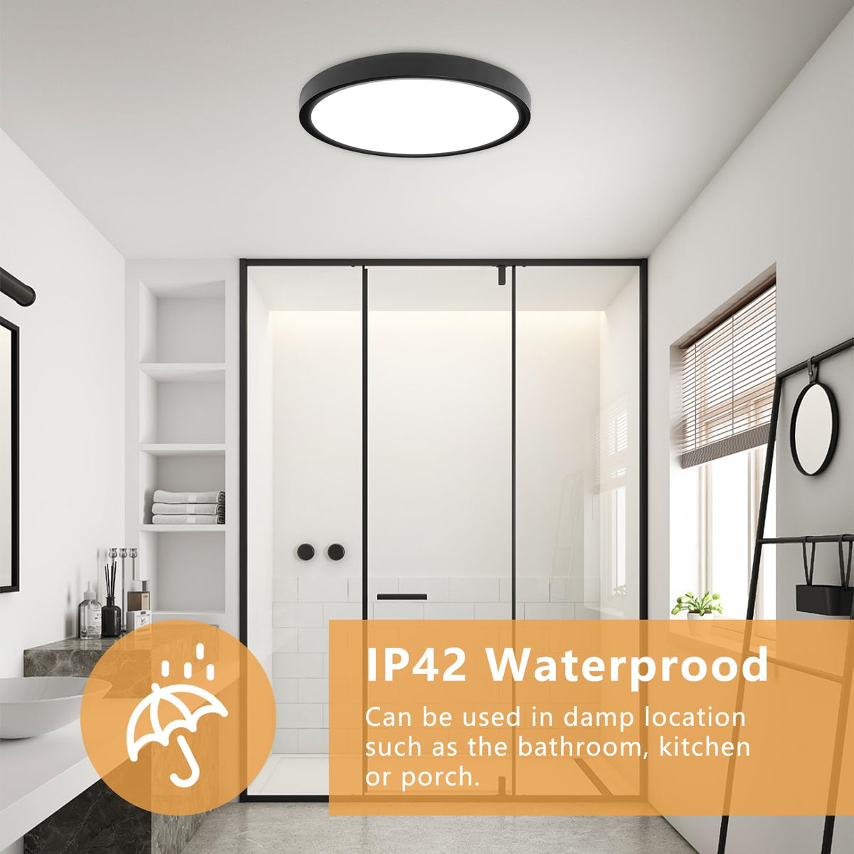 OFFIY seal-rated fixture resists dust and moisture in wet locations.