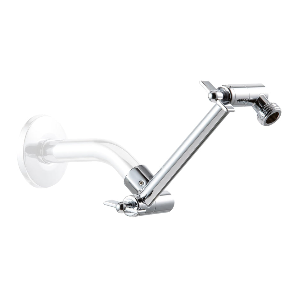 OFFO 6-inch shower arm extension with locking nut for stable alignment.