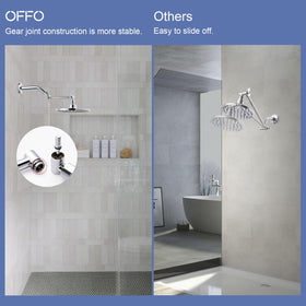 OFFO adjustable height and angle knobs customize shower height and spray angle.