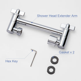 OFFO durable extension supports both fixed and handheld showers.