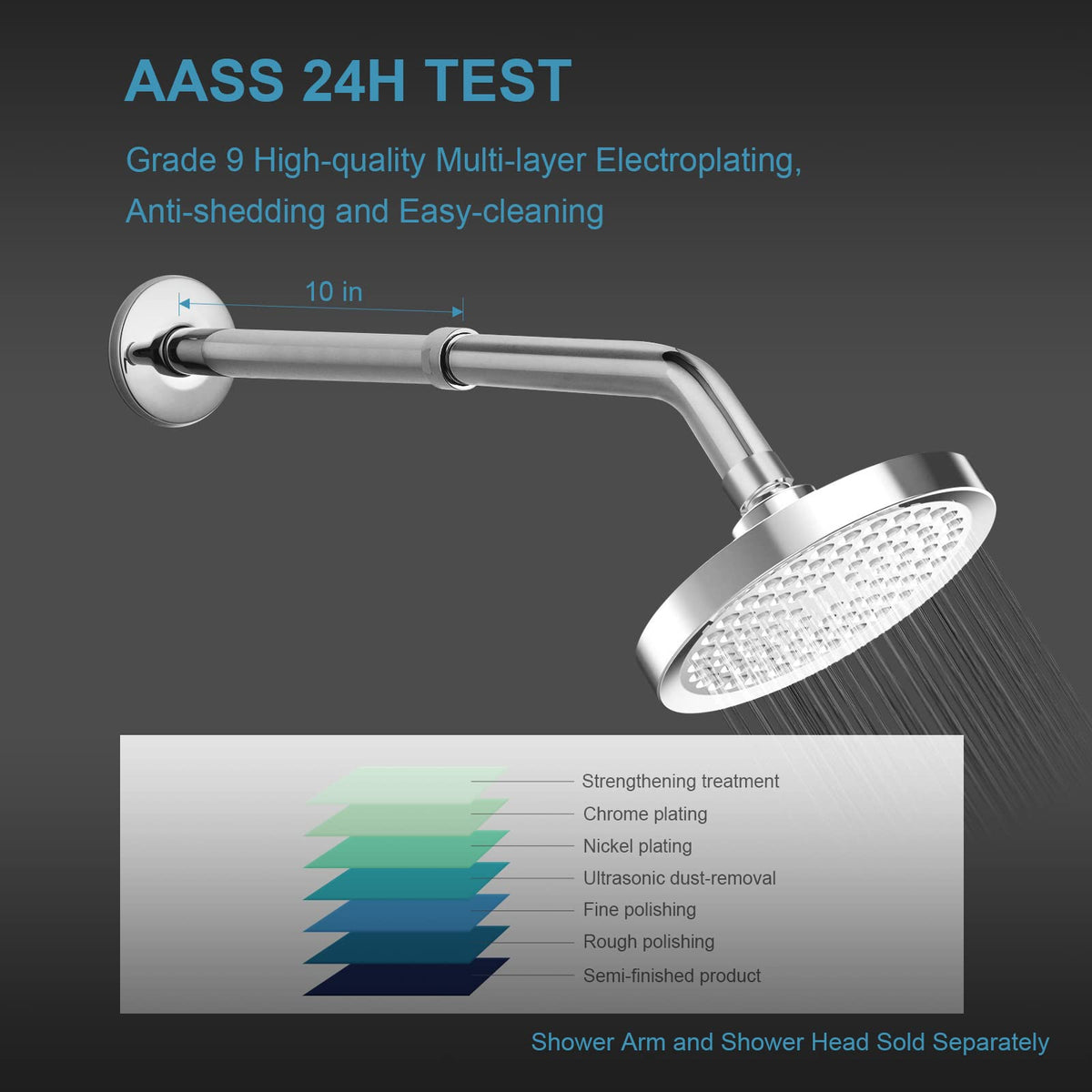 OFFO 10-inch extension increases reach for flexible shower positioning.