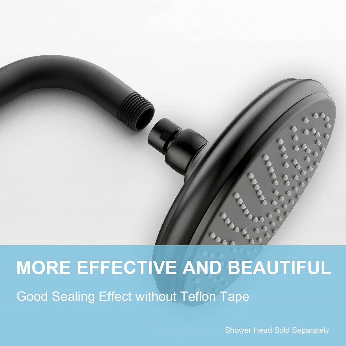 OFFO matte black finish on shower arm adds style and durability