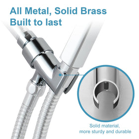 OFFO shower arm mount enables 360-degree rotation for flexible handheld use.