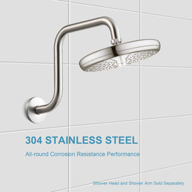 OFFO flange attachment on 13in brushed nickel shower arm for secure integration.