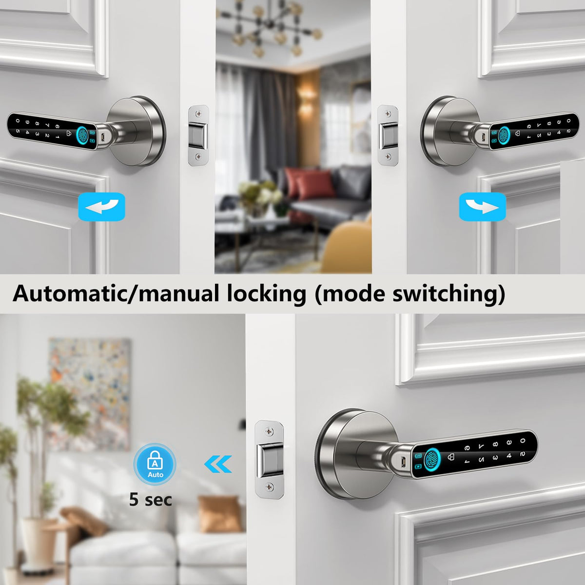 OFFTV fingerprint door lock installation kit fits both left and right-handed doors.