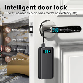 OFFTV fingerprint door lock USB charging feature ensures emergency power when batteries run low.