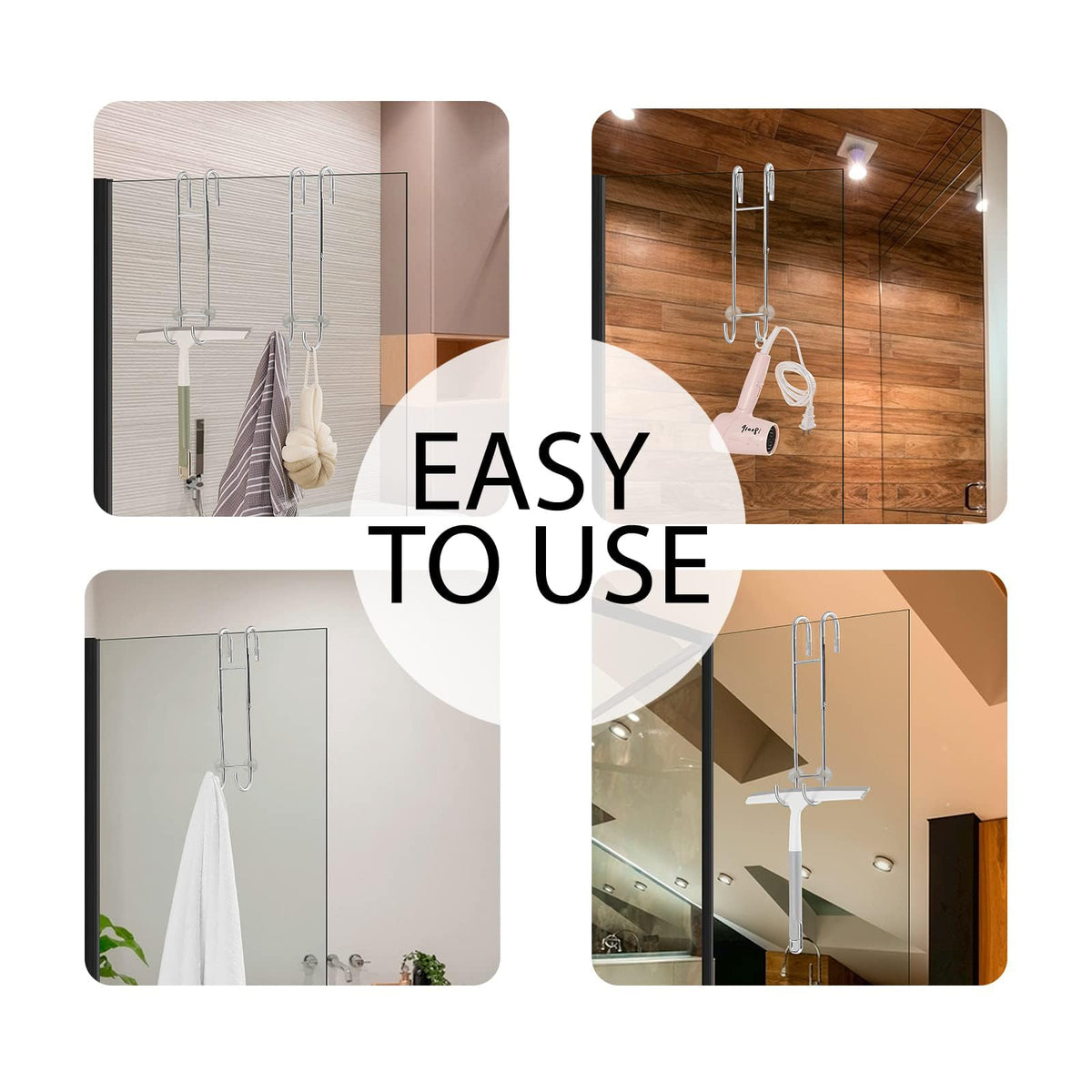 Ofiray-home 2-pack shower hooks for efficient bath organization.