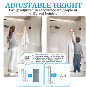 Ofiray-home shower door towel hook length adjustable for perfect height and easy reach.