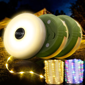 OGERY 3-pack camping string lights illuminate outdoor spaces with cozy ambience.