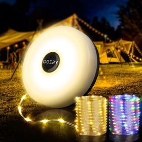 OGERY camping string lights in packaging highlight easy storage and portability.