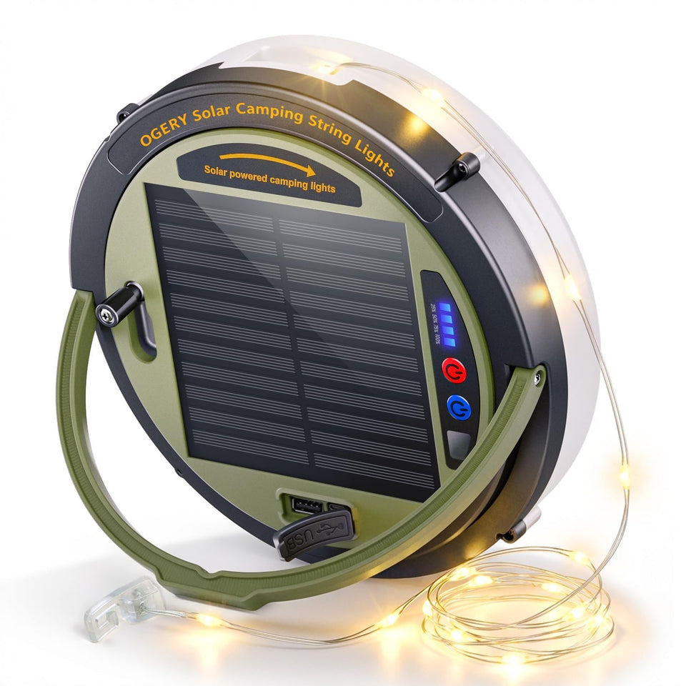 OGERY solar string lights front view for inviting outdoor ambience.