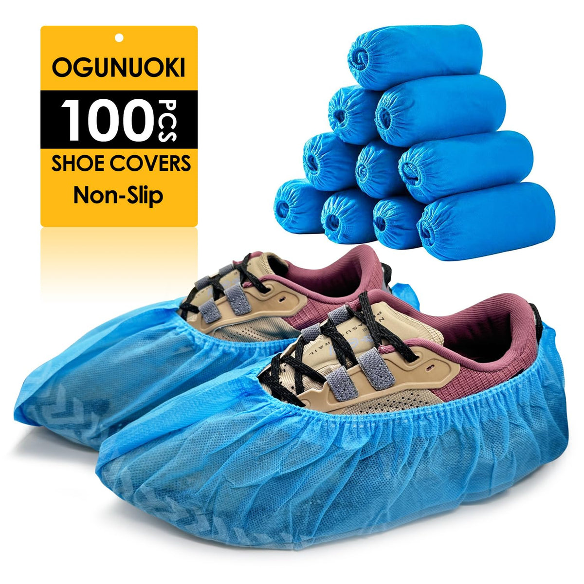 Ogunuoki XL shoe covers non-slip sole helps prevent slips on clean floors.