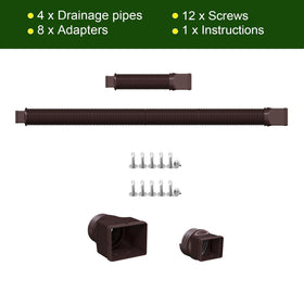 Ogutter four-pack with adapters and screws for quick installation.