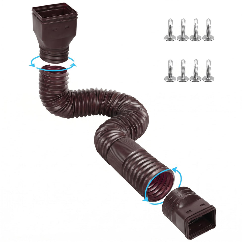 Ogutter downspout extendable 21–66 inches in brown for flexible drainage.