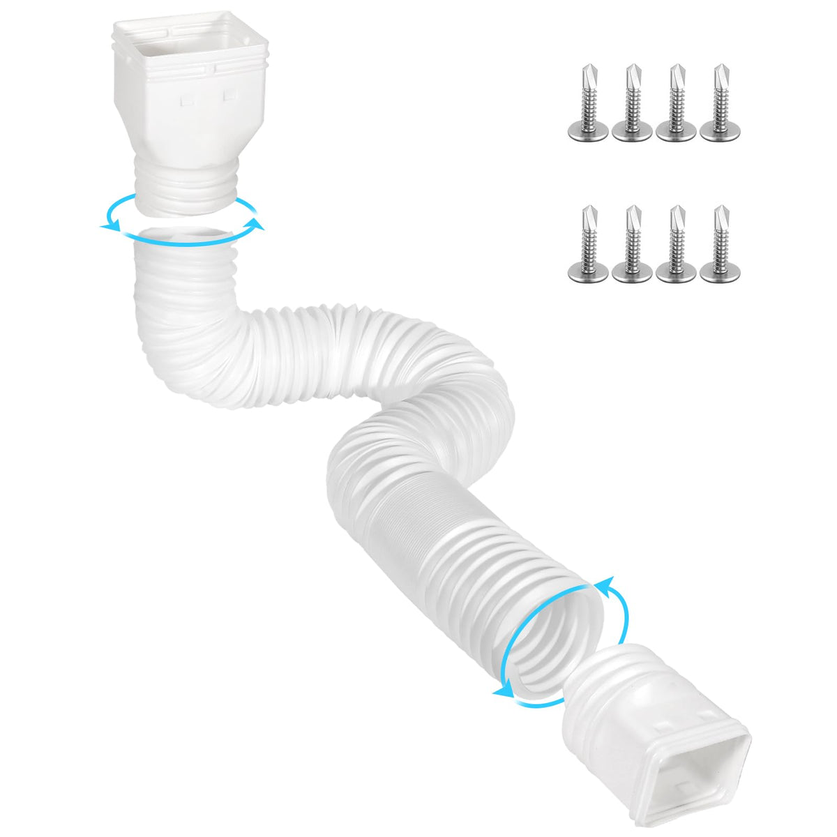 Ogutter downspout extension 21-66 inches white extends water away from foundation
