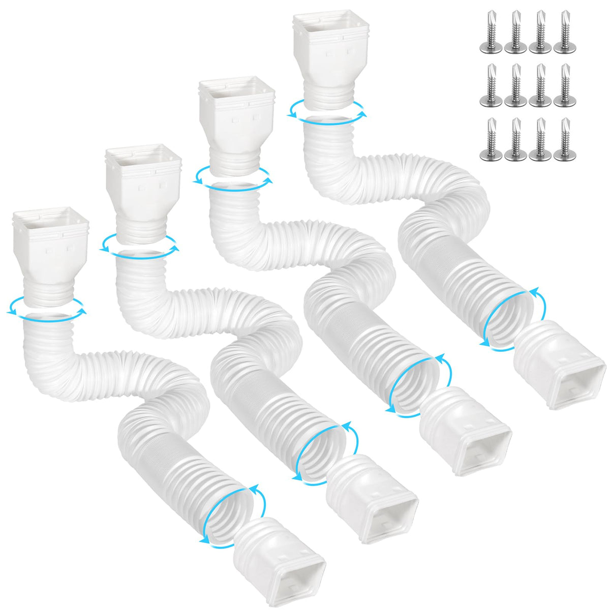 Ogutter downspout extensions demonstrating extendable reach to drain water away from foundations.