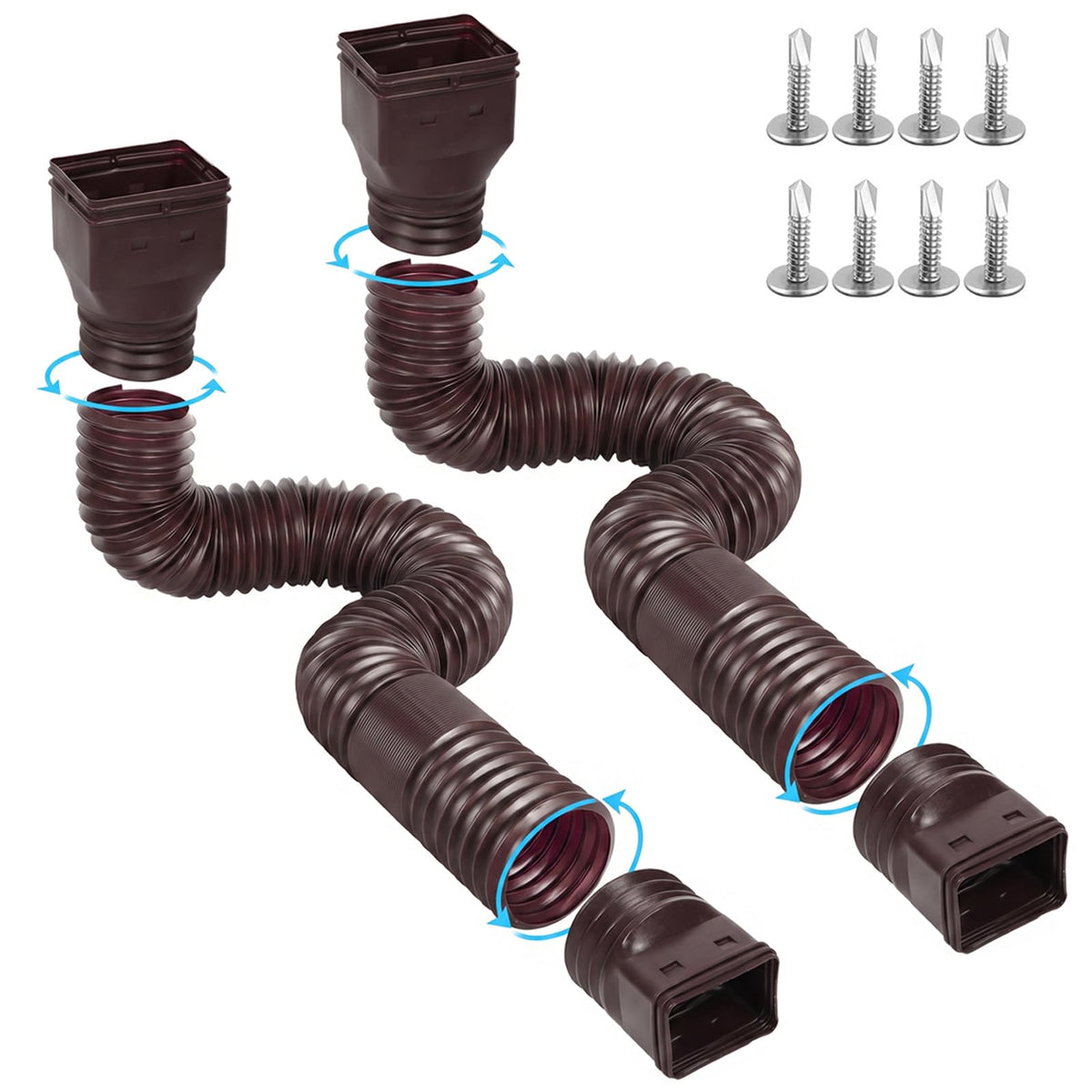 Ogutter rain downspout extension in brown extending from 21 to 66 inches for flexible drainage
