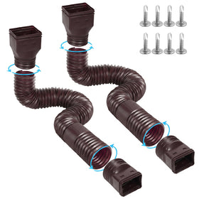 Ogutter rain downspout extension in brown extending from 21 to 66 inches for flexible drainage