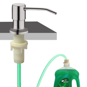 OHiHi brushed-nickel soap dispenser for kitchen sink with corrosion-resistant finish.