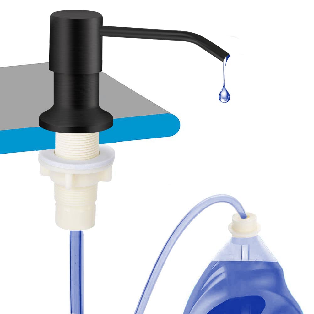 OHiHi dish soap dispenser front view showing easy press and clean look.