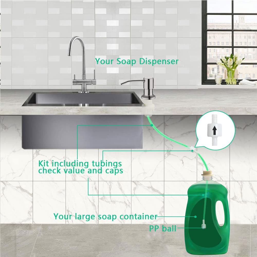 OHiHi kitchen-sink-dispenser-spout shows longer thread for secure countertop fit.