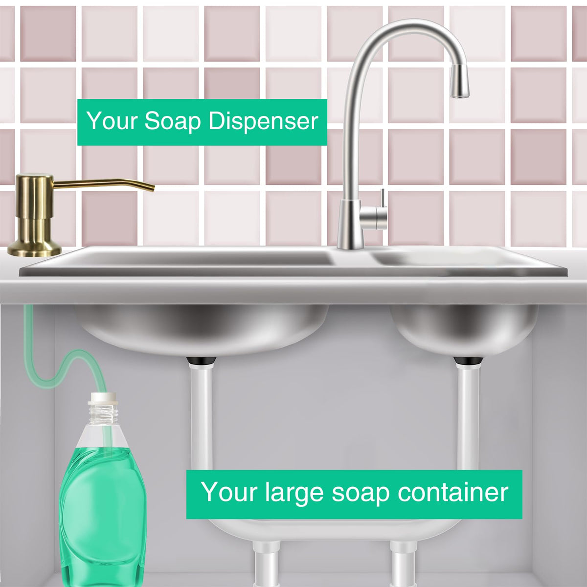 Long-thread spout of the OHiHi dispenser delivering secure attachment.