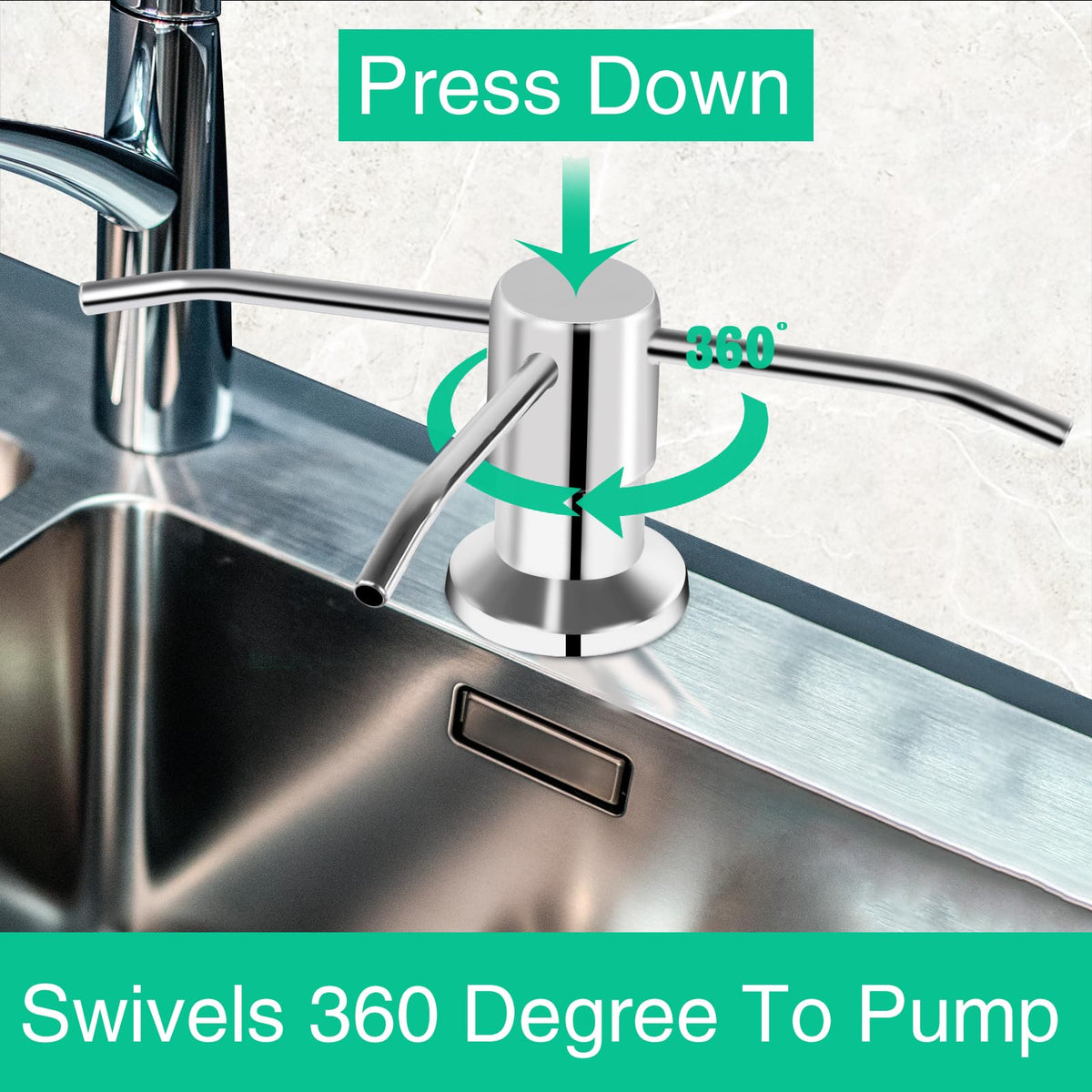 Ohihi soap dispenser chrome extension tube image shows easy long reach for quick refills.