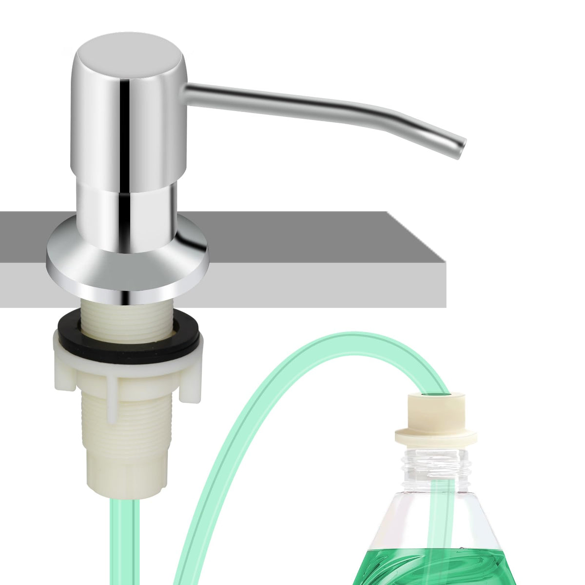 Ohihi soap dispenser chrome outer shell demonstrates durable construction for a sleek kitchen look.