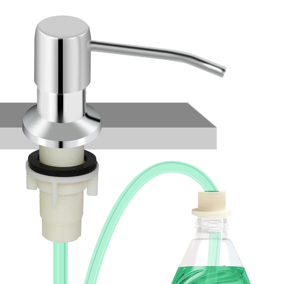 Ohihi soap dispenser chrome outer shell demonstrates durable construction for a sleek kitchen look.