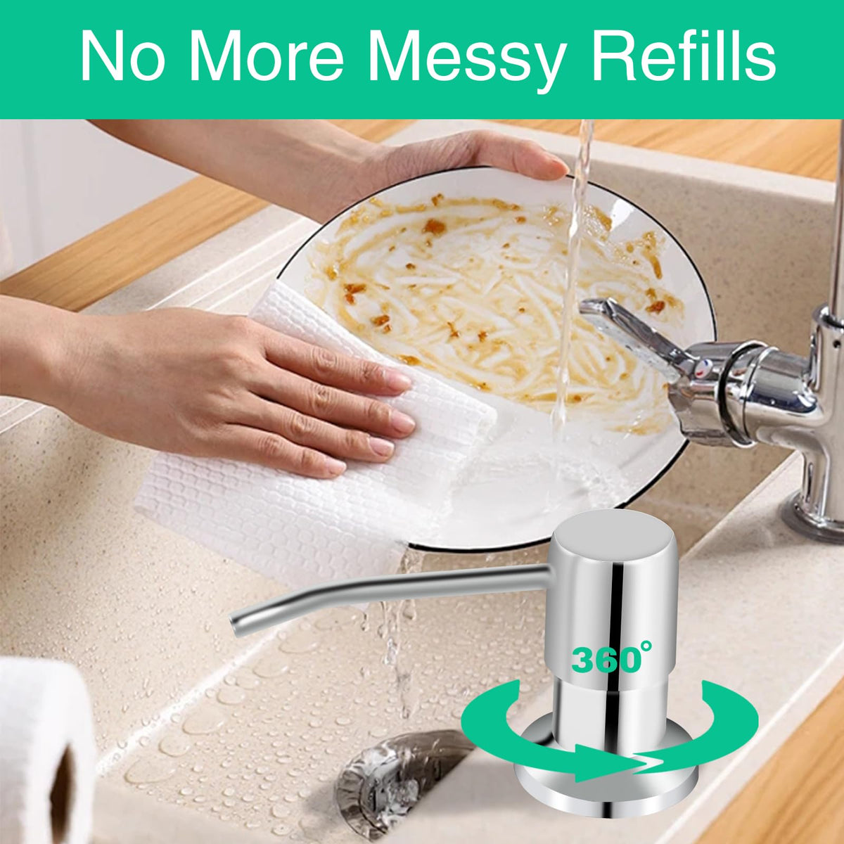 Ohihi soap dispenser chrome rubber washers highlight leak prevention during daily use.