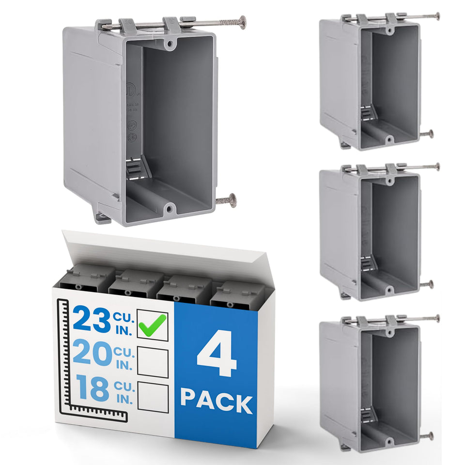 OHLECTRIC 1-gang box with captive nails for quick stud mounting