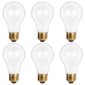 OHLECTRIC A19 25W frosted six-pack box for easy indoor replacement.