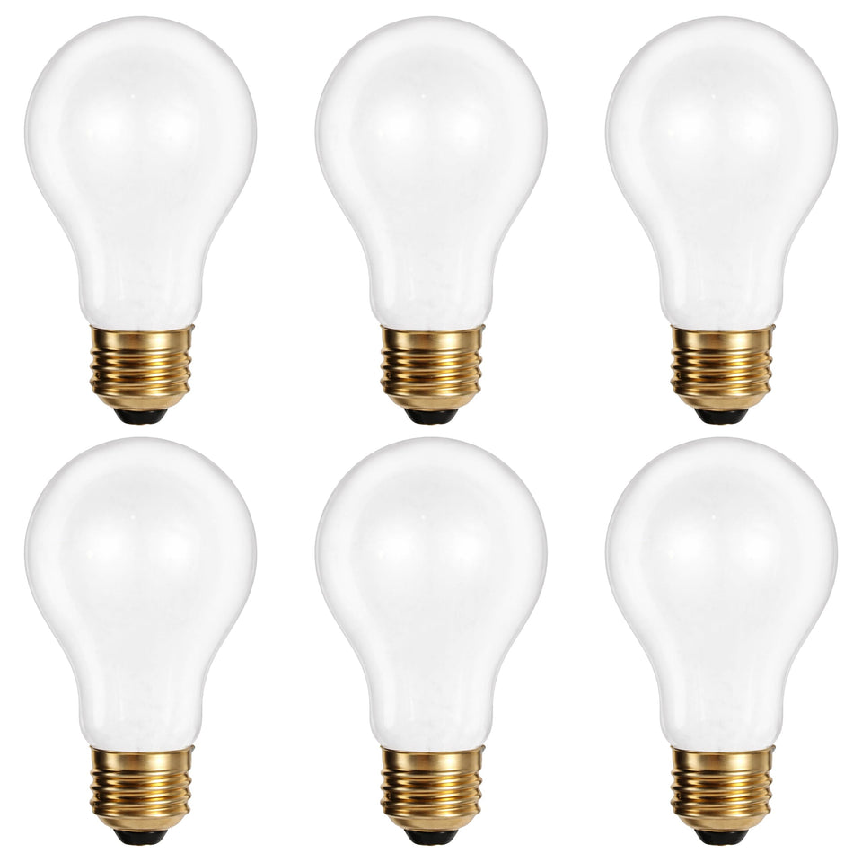 OHLECTRIC A19 25W frosted six-pack box for easy indoor replacement.