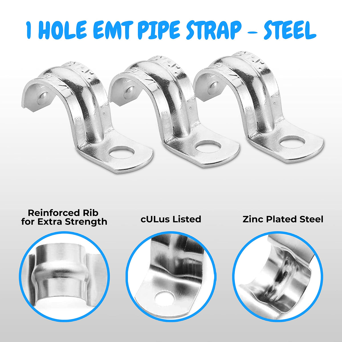 OHLECTRIC zinc-plated steel strap with reinforced rib adds strength.