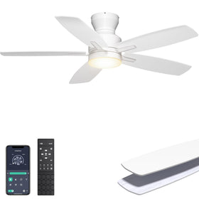 Ohniyou 42-inch ceiling fan with light in white for bedrooms and living spaces.