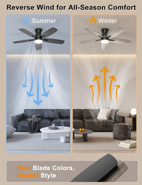 Ohniyou app-controlled ceiling fan for hands-free scheduling and control.