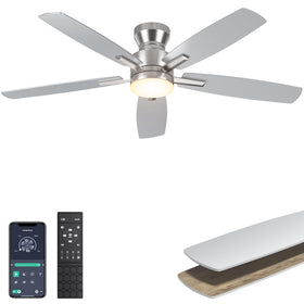 Ohniyou 52 inch silver finish ceiling fan with light for modern living rooms