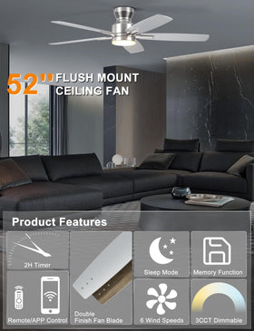 Ohniyou 52 inch wood-grey blade option enhances contemporary decor