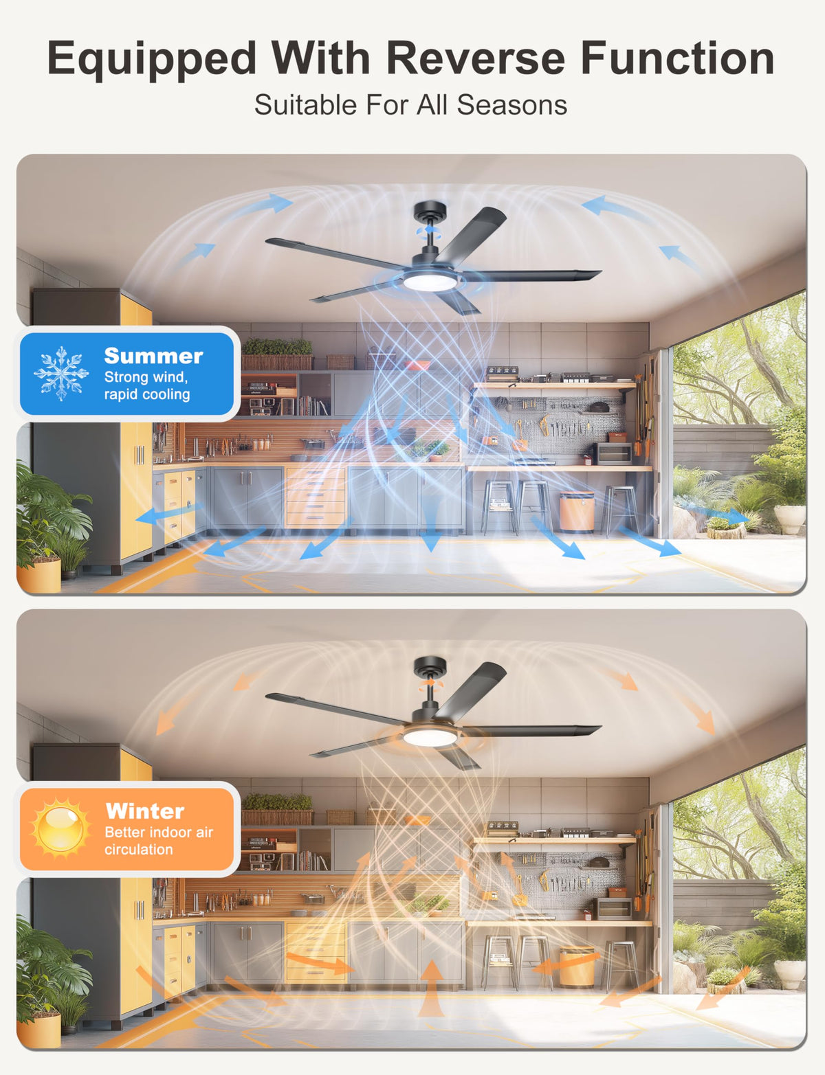 Ohniyou energy-saving DC motor reduces power use while maintaining airflow.