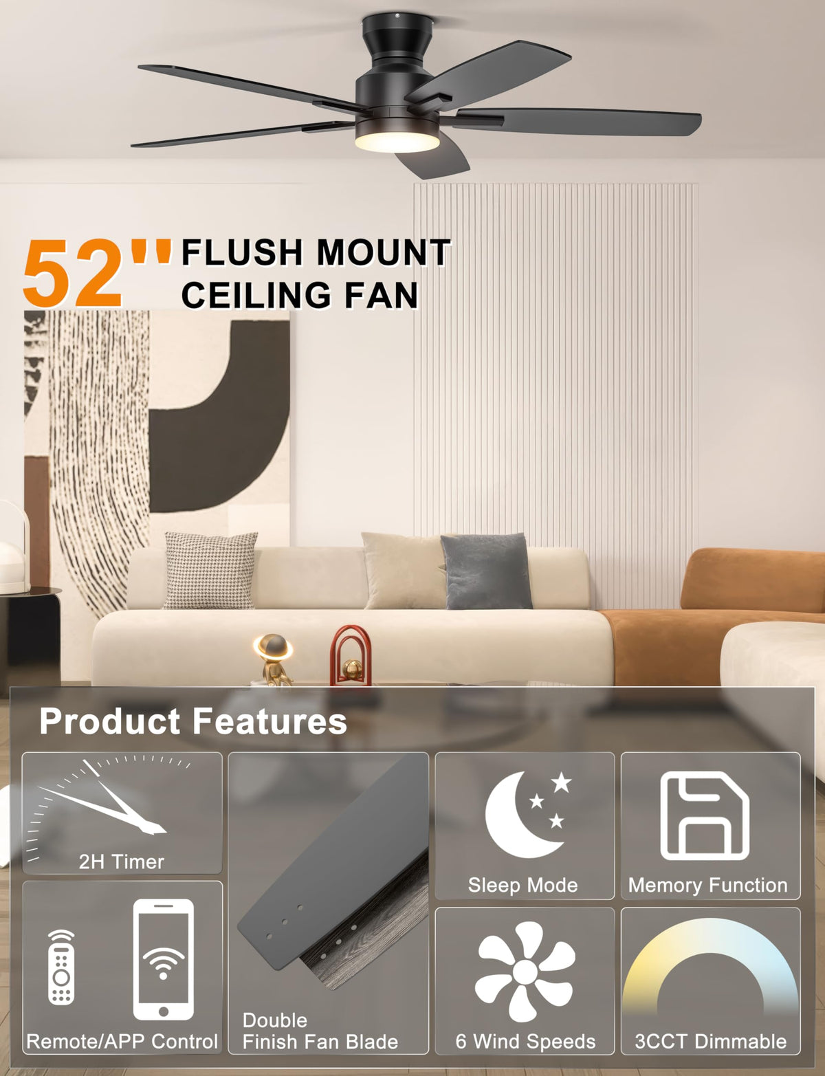 Ohniyou remote and app controlled fan for effortless speed and lighting.