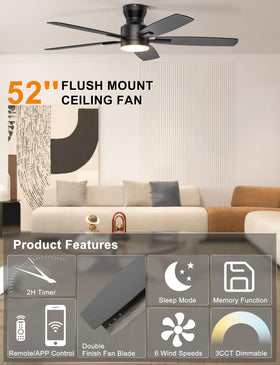 Ohniyou remote and app controlled fan for effortless speed and lighting.