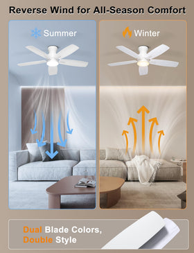 Ohniyou flush mount low-profile ceiling fan for flat ceilings.